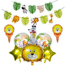 Globos de aluminio con números de animales, pulsera de goma de dinosaurio, decoración para fiesta de cumpleaños de niños y niñas, suministros para fiesta de jungla 2024 - compra barato