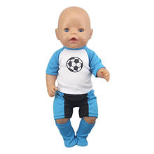 3pcs in 1, Lovely football suit   Set Fit For 43cm Baby Doll 17 Inch Reborn Baby Doll Clothes, Shoes are not included 2024 - buy cheap