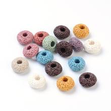 200pcs Lava Stone European Beads Large Hole Beads 15mm for jewelry making Necklace Mixed color ,9mm thick,hole:5mm F80 2024 - buy cheap