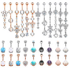 1 Piece Dangling Piercing Belly Button Bar Barbell Crystal Navel Rings Steel 14G Belly Ring Bikini Accessory Body Jewelry Women 2024 - buy cheap