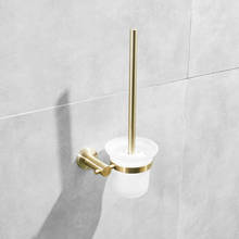 304 aço inoxidável ouro escovado banheiro escova titular fixado na parede do banheiro titular escova conjunto com copo de vidro acessórios do banheiro 2024 - compre barato