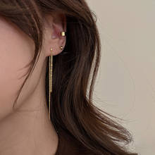 Brincos longos com borla dourada, para mulheres, de metal, com corrente, de pendurar, joias para orelha femininas coreanas 2024 - compre barato