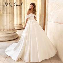 Ashley Carol A-Line Wedding Dress 2022 Graceful Satin Sweetheart Beaded Sashes Cap Sleeve Simple Bridal Gown Vestido De Novia 2024 - buy cheap