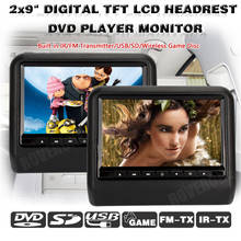 2Pcs X 9'' DVD Headrest Universal Car Headrest Monitor TV Auto AV Monitor MP5 Head Rest TFT LCD RCA Screen &Free Two HeadPhones 2024 - buy cheap