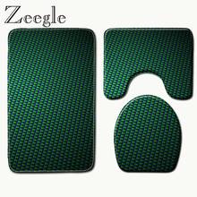 Zeegle-Juego de 3 alfombrillas para el baño, alfombra con patrón geométrico para el inodoro, alfombrilla antideslizante para la ducha, alfombra para la tapa del asiento del inodoro 2024 - compra barato
