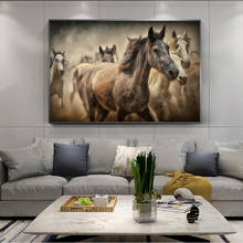 Pintura de animal de tamanho grande, poster moderno de cavalo corrida, arte de parede, impressão em tela hd para sala de estar, estudo, fotos de decoração 2024 - compre barato
