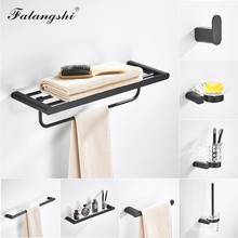 Falangshi suporte de toalha de aço inoxidável 304 wb8844, suporte de papel higiênico, ganchos de pratos de sabonete, montagem na parede, suporte preto de banheiro 2024 - compre barato