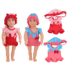 18 inch Girls doll swimsuit American newborn Cute bathing suit cap Baby toys dress fit 43 cm baby dolls c770 2024 - buy cheap