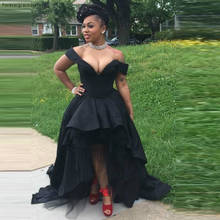 Sexy High Low Black Girls Evening Dress Cheap Off Shoulder Formal Holidays Wear Graduation Party Gown Custom Made Plus Size 2024 - buy cheap