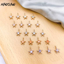 Haosaw 7*10mm 4 cores/estrela/strass/feito à mão diy encantos/cooper metal/brinco joias/requintado/joias achados 2024 - compre barato