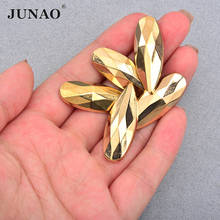 JUNAO 50pcs 13*35mm Drop Acrylic Rhinestones Gold Crystal Flatback Stones Large Sew On Strass Diamond For Shoes Bags Needlework 2024 - buy cheap