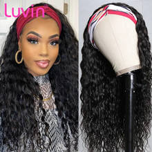 Luvin Deep Curly Wave Headband Wigs For Black Women Human Hair Wigs Brazilian Loose Deep Wave Wigs Machine Made Wigs HeadBand 2024 - buy cheap