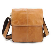 2020 Men Genuine Leather Messenger Bag Men Bag Yellow Wax Leather Crossbody Shoulder Bag Cowhide Men Business Bags Briefcase 2024 - buy cheap