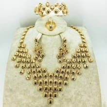 Bridal Gift Nigerian Wedding African Beads Jewelry Set Brand Woman Fashion Dubai Gold Color Jewelry Set Wholesale Design 2024 - buy cheap