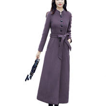  3XL!Autumn winter x-long stand collar woolen coat women single breasted slim wool blends overcoat 2024 - buy cheap