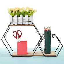 Wall Storage Shelf Holder Iron Painting and Welding Joint Treatment Iron Hexagonal Grid Rack Tool Hollow Design Home Decor 2024 - buy cheap