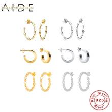 AIDE Exaggerated C Shape Stud Earrings For Women Fashion INS Glossy/Zircon Piercing Earings Silver 925 Jewelry Gift Pendientes 2024 - buy cheap