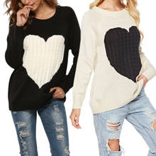 Heart Pullover Loose Sweater Soft Knit Women Winter Long Sleeve Chompas Para Mujer Crochet Sweater Slim Fit Crewneck Cute Jumper 2024 - buy cheap