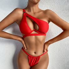 JyoJyo Sexy thong bikini 2021 Push up swimsuit women Underwire one shoulder swim suit swimwear bathing suit Red black biquini 2024 - buy cheap