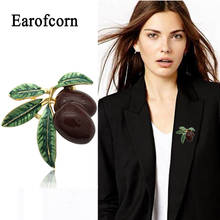 Earofcorn versión coreana lindo marrón esmaltado fruta broche con diseño de planta abrigo accesorios de ropa Pin para las mujeres 2024 - compra barato
