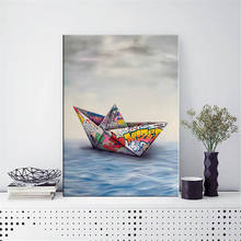 Graffiti Art Paper Origami Boat Canvas Painting Posters and Prints Cuadros Wall Art Pictures for Living Room Home Decoration 2024 - buy cheap