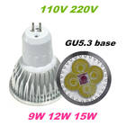 Lâmpada led dimerizável, alta potência, 3w, 9w, 12w, 15w, 12v, mr16 e gu5.3, 110v, 220v, e27 e gu10 - compare preços