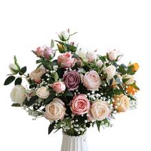 Искусственные цветы дешевые розы Букет вазы для рождества домашний декор свадебные декоративные цветы свадебные аксессуары оформление 2024 - купить недорого