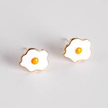 2021 Cute Harajuku Style Cartoon Poached Egg Earrings Japanese Small Fresh Fried Egg Earrings Jewelry Female Wholesale 2024 - buy cheap