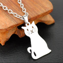 Cute Cat Pendants Necklaces for Women Bff Jewelry Stainless Steel Charm Silver Color Pet Lover Gifts 2020 New Collier Femme 2024 - buy cheap