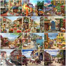 Seaside Landscape 5D Diamond Embroidery Street Wall Art Picture Diamond Painting Full Square Rhinestone Mosaic Handmade DIY Gift 2024 - buy cheap