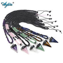 Ayliss-colgantes de cristal Natural, collar de cuentas de gemas triangulares, con cuerda trenzada, curación, Reiki 2024 - compra barato