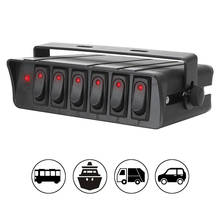 Universal Switch Panel Waterproof With LED Light Indicator for Cars Vehicles Caravan 6 Gang Rocker Switch Box 12-24V 20A 2024 - buy cheap