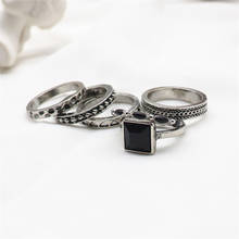 Xialumok conjunto de anel de resina geométrico vintage, conjunto feminino de anéis para dedo punk com metal irregular e furado 2024 - compre barato