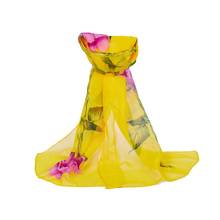 Women Scarves, Fashion Women Rose Flower Long Soft Wrap Scarf Ladies Shawl Chiffon Scarf Stoles (Yellow) 2024 - купить недорого
