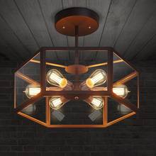 Luminária de teto hexagonal de vidro estilo industrial, americano, retrô, café criativo, restaurante, bar, luz 2024 - compre barato