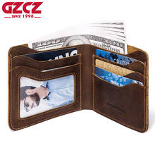 GZCZ High Quality Men's Genuine Leather Wallet Vintage Short Male Wallets Zipper Pouch Credit Card Holder Male Purse Money Bag 2024 - buy cheap