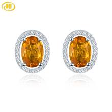 Hutang Oval 7x5mm Citrine Solid 925 Sterling Silver Stud Earrings Natural Gemstone Fine Elegant Simple Women Jewelry for Gift 2024 - buy cheap