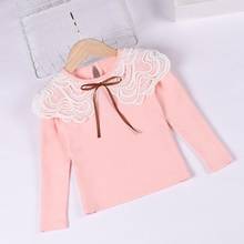 2020 Autumn Winter Pearls Lace Bow Long Sleeve School Girl Blouse Shirt For Kids Toddler Teenager Shirts Girls Tops And Blouses 2024 - buy cheap