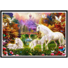 Mosaico com mosaico de animais de desenho animado, pintura completa de diamantes redondos, ponto-cruz com bordado de diamantes, paisagem, cavalo, mosaico h 2024 - compre barato