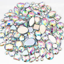 22g Mixed Bag About 300pcs Crystal AB 3D Nail Art Rhinestones DIY Non Hotfix Flatback AB Acrylic Stones For Garment Decorations 2024 - купить недорого