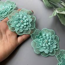 1 Yard Pearl Flower Green Vintage Polyester Embroidered Lace Trim Ribbon Fabric Handmade DIY Garment Wedding Dress Sewing Craft 2024 - buy cheap