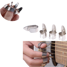 Juego de púas de guitarra de acero inoxidable, accesorios para bajo eléctrico acústico de Metal, 1 pulgar y 3 dedos, 4 Uds. 2024 - compra barato