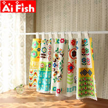 Colorful Blooming Flowers Cotton Half Sling Top Curtain Cartoon Plant Kitchen Partition Short Panel Wardrobe Door Curtain Decor 2024 - buy cheap