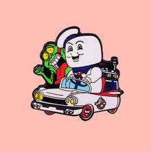 Ghostbusters Stay Puft Marshmallow Ambulance Enamel Brooch Pins Badge Lapel Pins Alloy Metal Fashion Jewelry Accessories Gifts 2024 - buy cheap