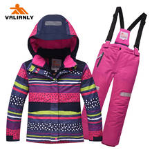 2022 Girls Ski Suit Ski Jacket Pants Winter Kids Snowsuit Girls Ski Sets Warm Hooded Outdoor Waterproof Snowboard Sports Suits 2024 - buy cheap