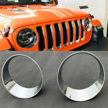 Car Exterior ABS Chrome Front Headlight Lamp Decoration Trim Cover Stickers For Jeep Wrangler JL 2018 2019 Car Styling 2024 - buy cheap