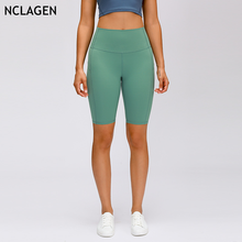 NCLAGEN-pantalones cortos de Yoga de cintura alta para adelgazar, mallas deportivas transpirables de doble cara, Color sólido, para gimnasio, entrenamiento, correr 2024 - compra barato