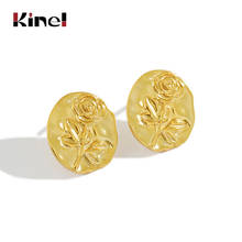Kinel Real 925 Sterling Silver Romantic Rose Flower Stud Earring for Women Fashion Sterling Silver 18K True Gold Plating Jewelry 2024 - buy cheap