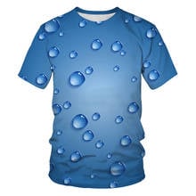 20213D printing fashion men and women couple water drop pattern painted soft material casual men's loose O-neck T-shirt 2024 - buy cheap