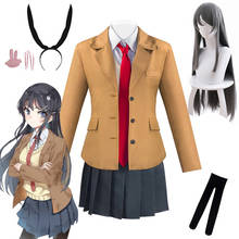 Disfraz de Anime Sakurajima Mai, Seishun Yarou Buta, uniforme escolar japonés Senpai para mujer, Disfraces de Halloween, peluca 2024 - compra barato